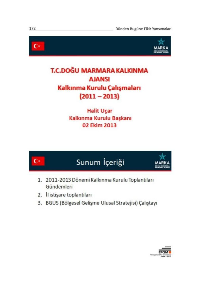 Doğu Marmara Kalkınma Kurulu Çalışmaları 2011-2013 (sunum)